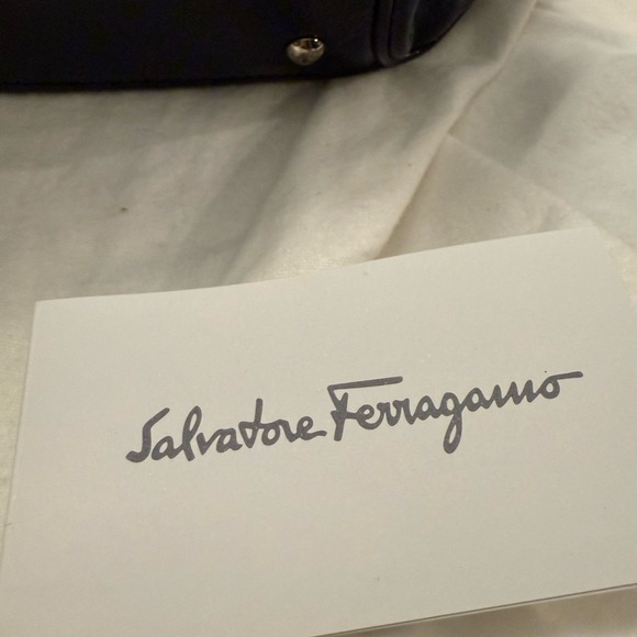 Salvatore Ferragamo Gancini Black Shoulder Bag with Glossy Finish - Picture 12 of 13